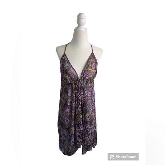 Victoria's Secret Other - Victoria's Secret Paisley Purple Tie Loose Sexy Swim Cover Up sz M/L